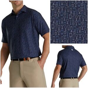 FOOTJOY LISLE GLASS PRINT SELF COLLAR POLO 2XL